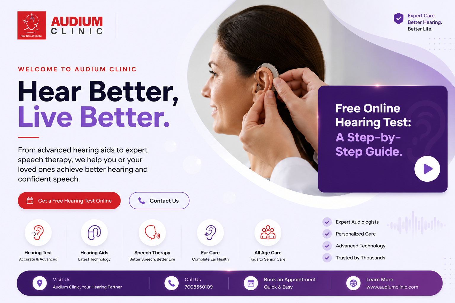 Audium Clinic hearing care healthcare website